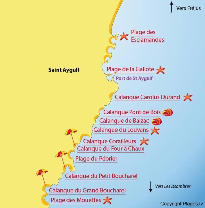 Fréjus Appartement L'Evasion, Vue Mer, Plages A Pied מראה חיצוני תמונה